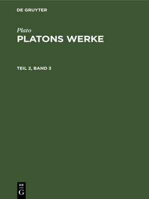 cover image of Platons Werke. Teil 2, Band 3